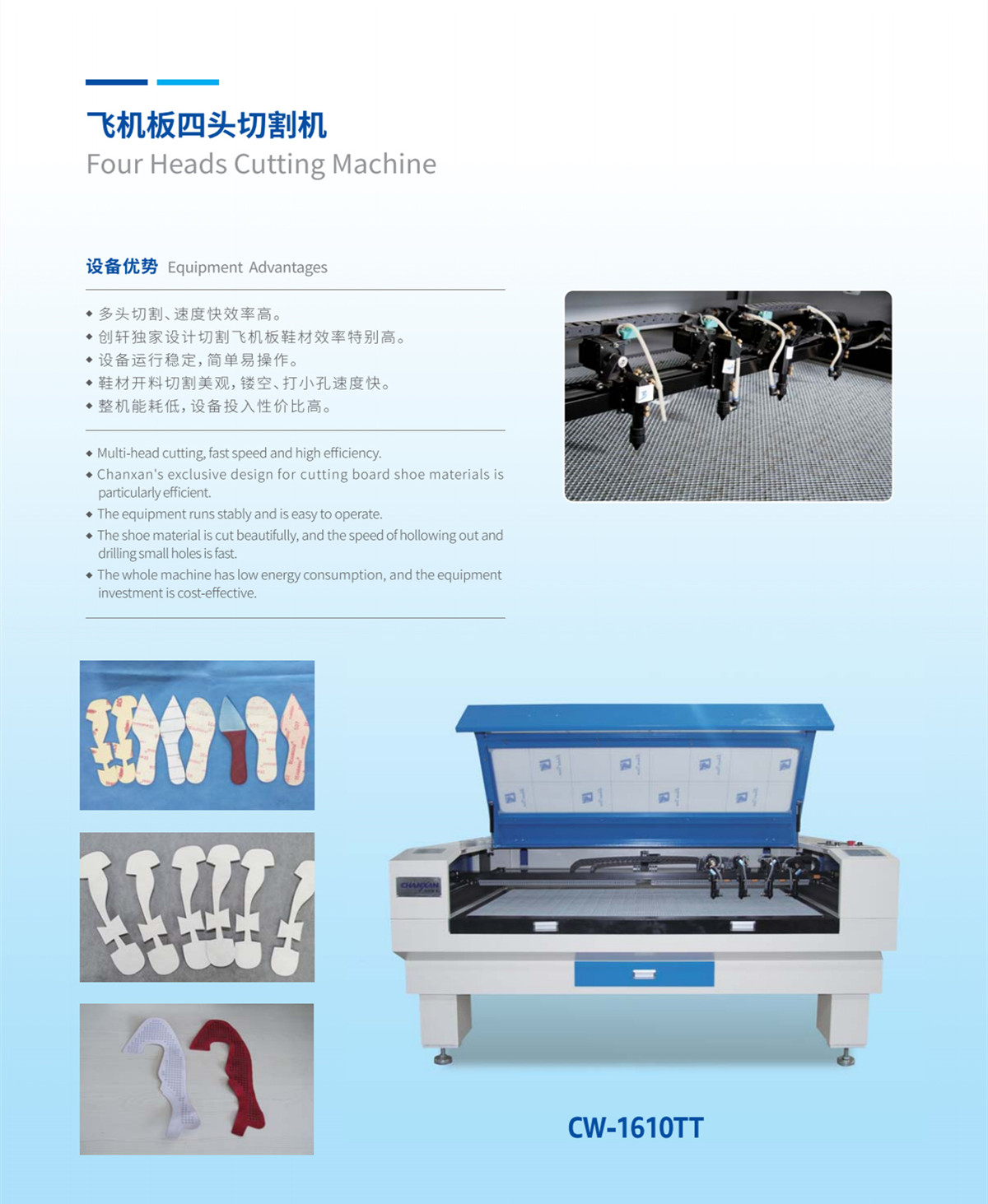 飛機板四頭激光切割機