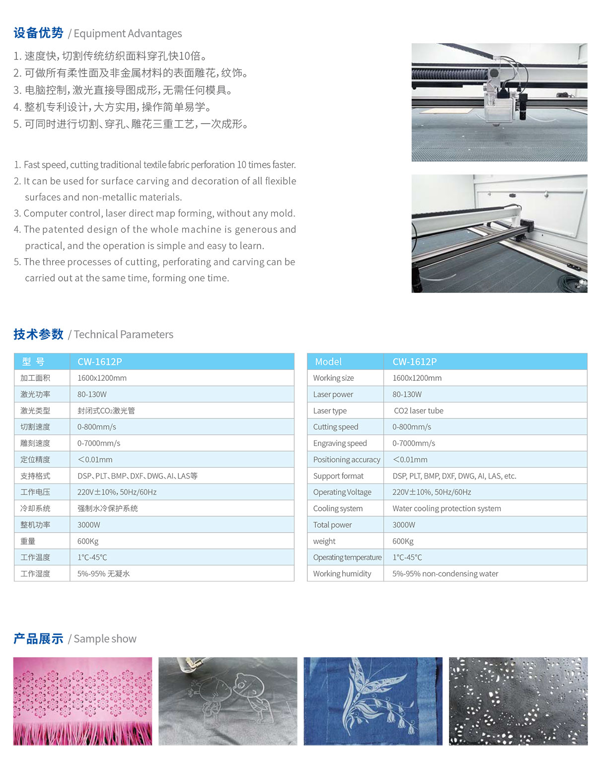 CW-1612P 大幅面激光雕花打孔機